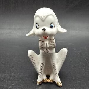 Chained Animal Poodle Lamb Ceramic Mother Mom Vintage Decor